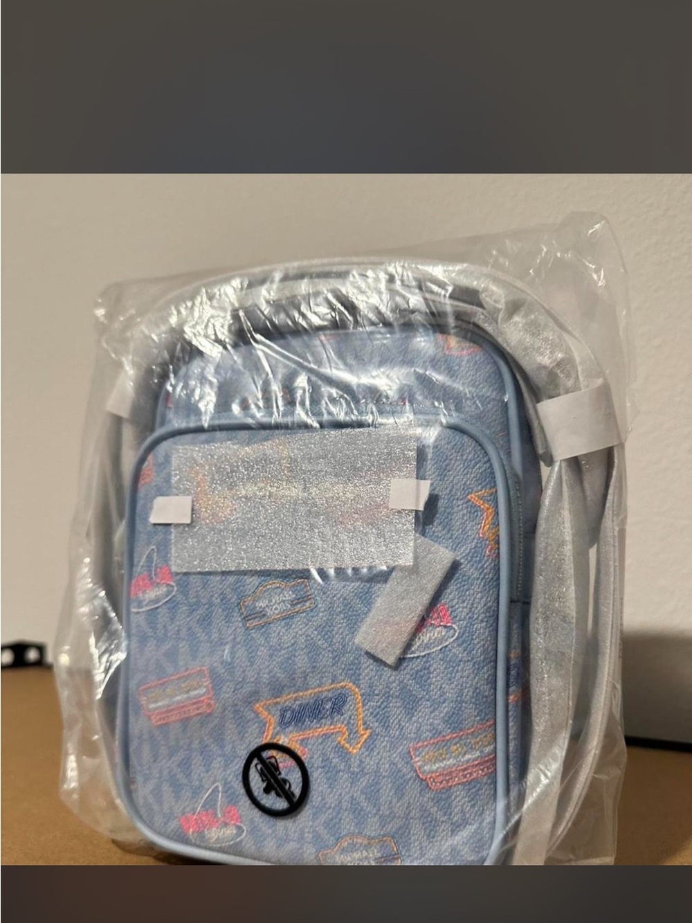Light Blue Patterned Mini Backpack
